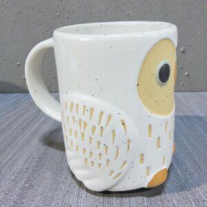UO Home Stoneware Ceramic Owl Shaped Coffee Mug Cup Brown Gray Spackled Mug Cup